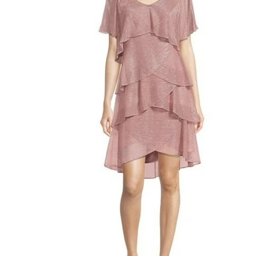 SLNY Mauve Asymmetrical Layered Dress
